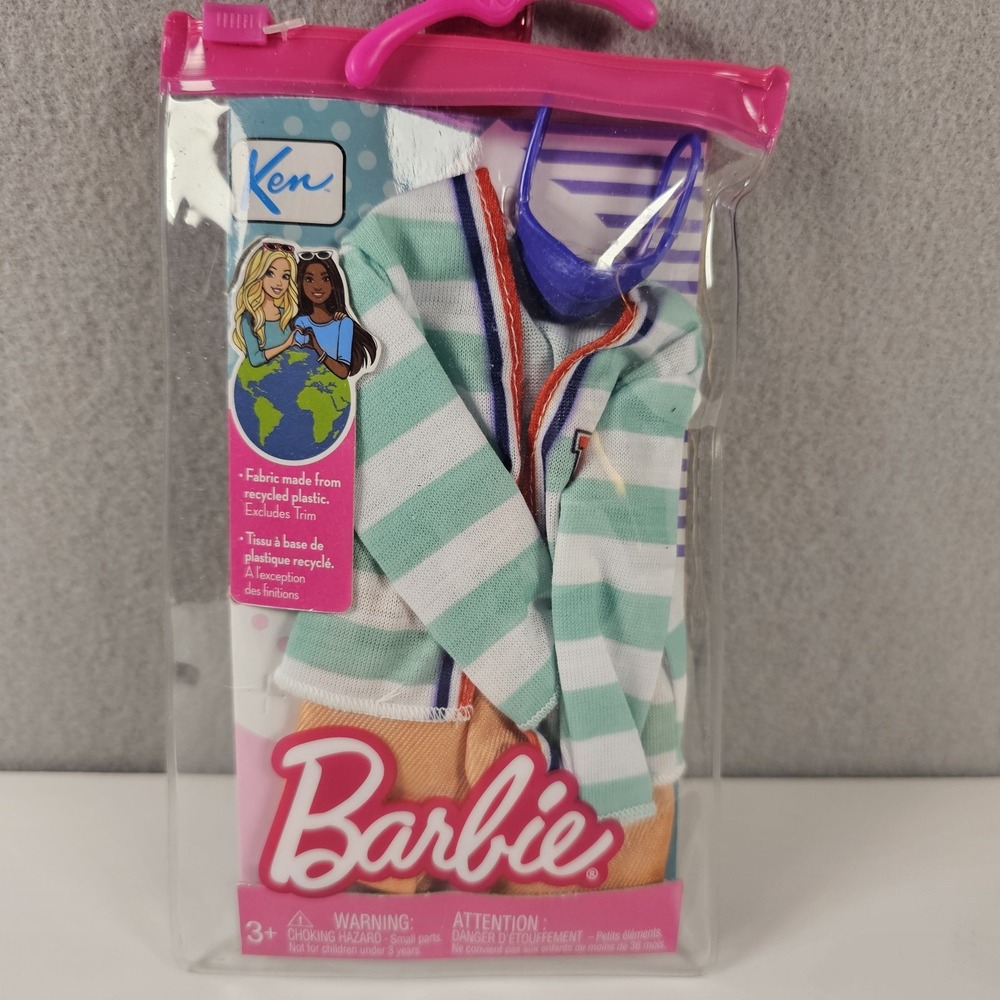 Barbie Ken Fashion Pack HBV39 Striped Sweater Khaki Shorts Mask Mattel